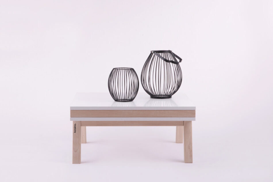 ULMI Stolik kawowy biały matowy/buk olejowany - zdjęcie 1