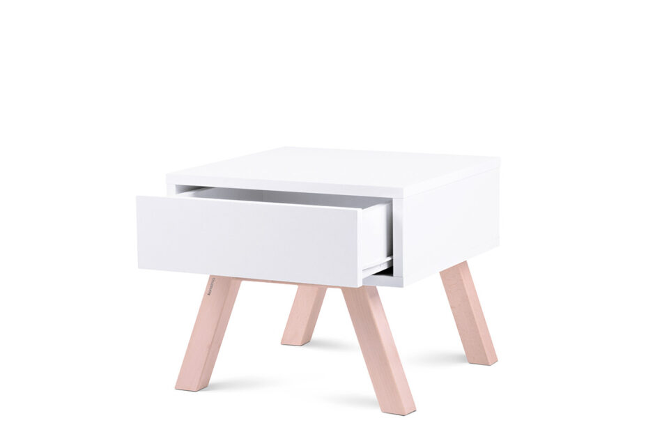 DINAVI Stolik z siedziskiem biały matowy/buk olejowany/szary - zdjęcie 4