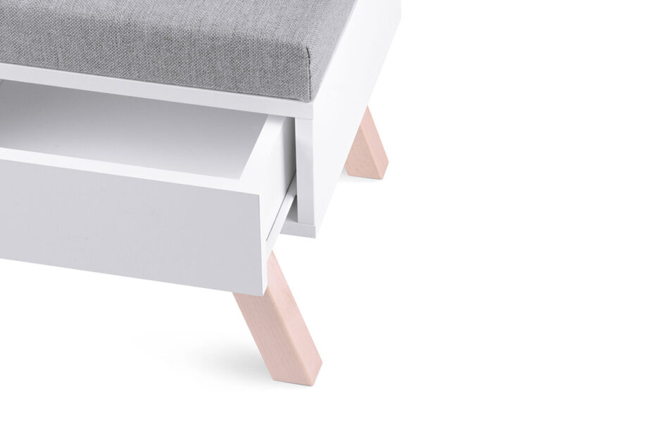 DINAVI Stolik z siedziskiem biały matowy/buk olejowany/szary - zdjęcie 5