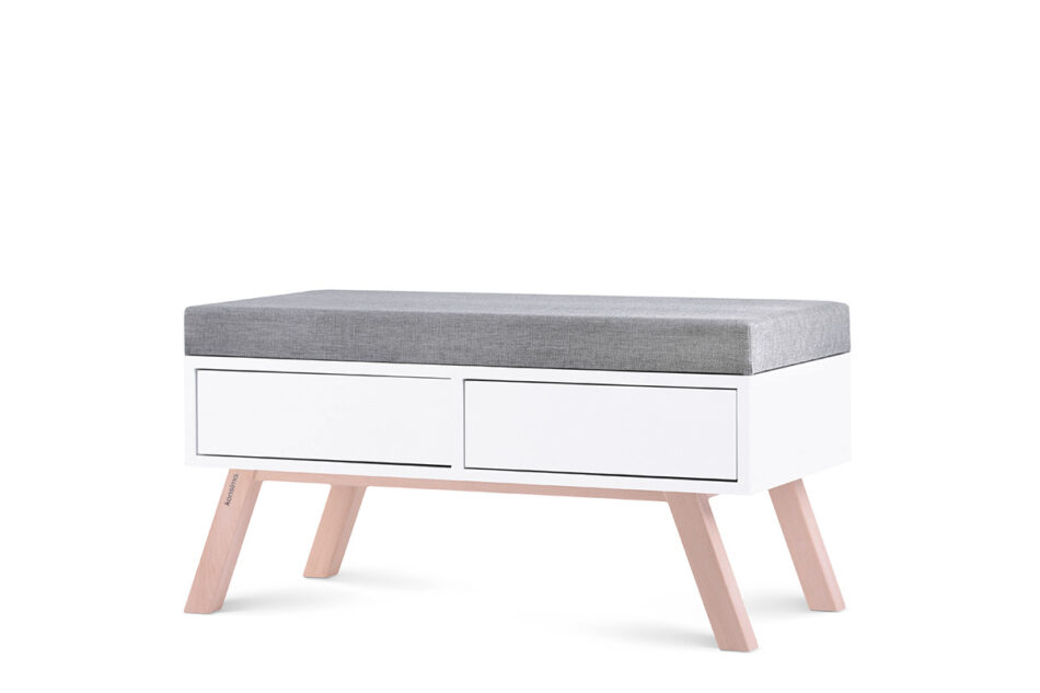 DINAVI Stolik z siedziskiem biały matowy/buk olejowany/szary - zdjęcie 3