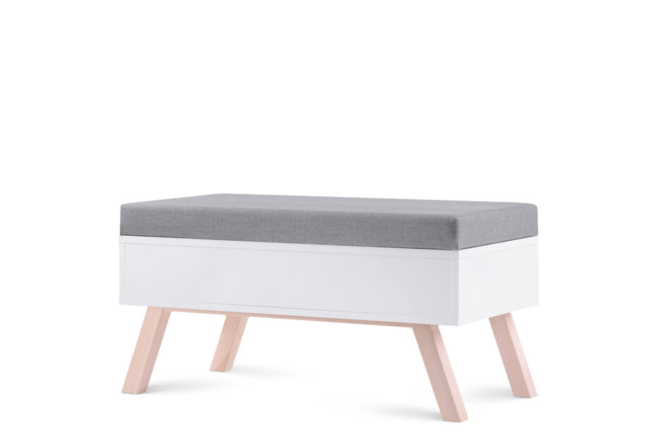 DINAVI Stolik z siedziskiem biały matowy/buk olejowany/szary - zdjęcie 2