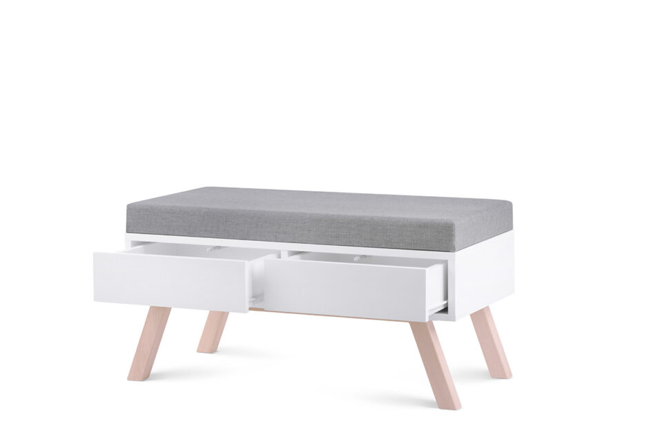 DINAVI Stolik z siedziskiem biały matowy/buk olejowany/szary - zdjęcie 4