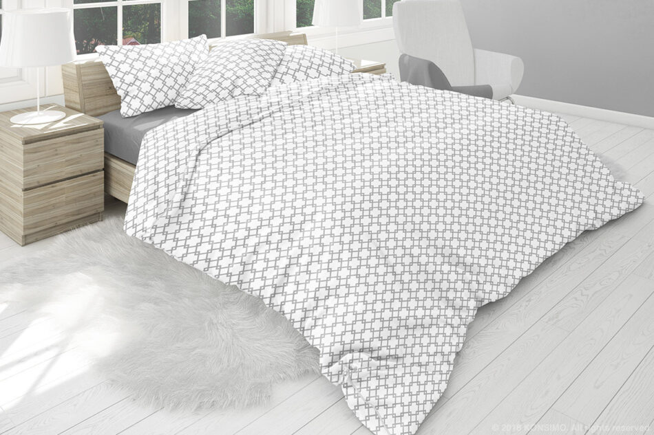 RENA Komplet pościeli z bawełny biały/szary - zdjęcie 0