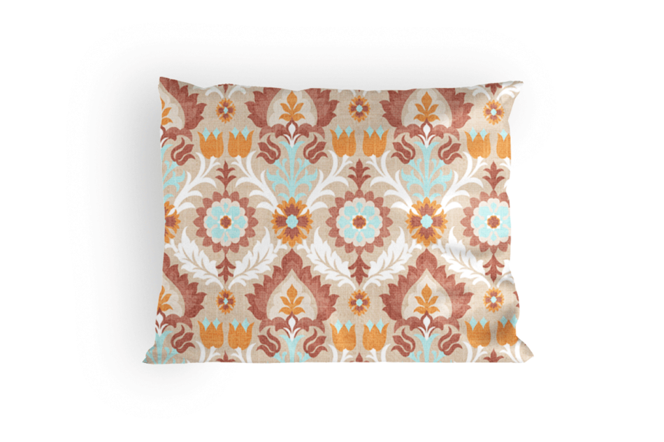 TADOR Komplet pościeli z bawełny jasny brąz/turkusowy/pomarańczowy - zdjęcie 1