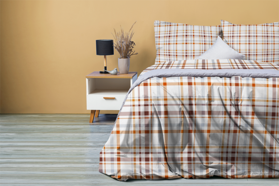 KOBES Komplet pościeli z bawełny biały/pomarańczowy/niebieski - zdjęcie 7