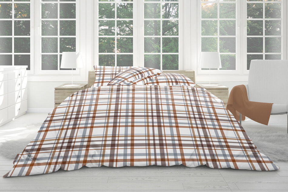 KOBES Komplet pościeli z bawełny biały/pomarańczowy/niebieski - zdjęcie 2