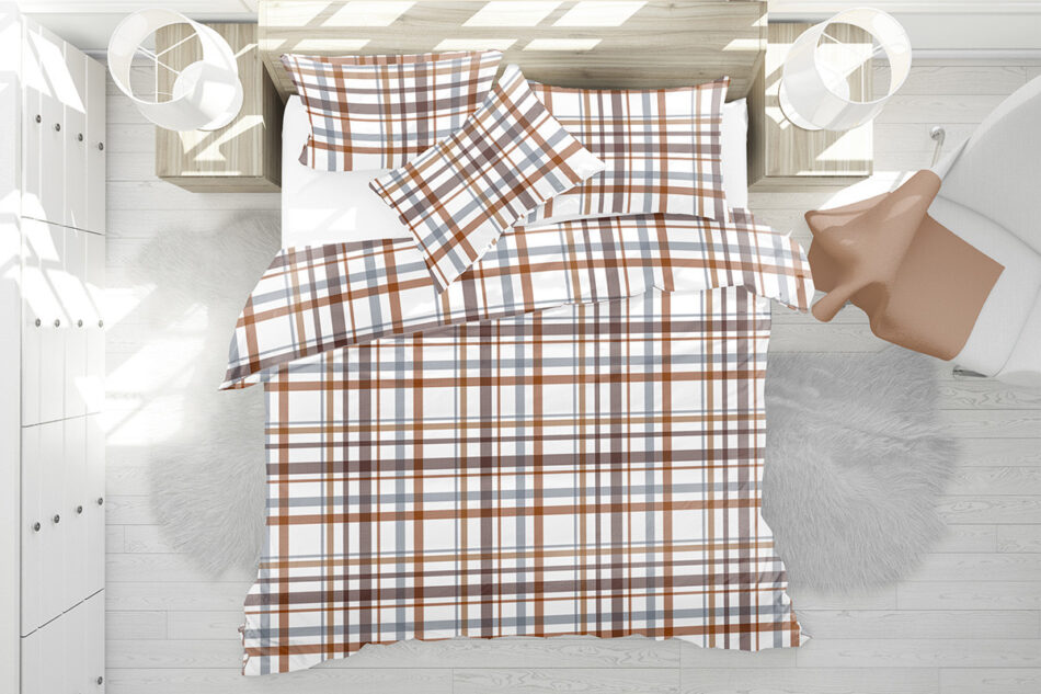 KOBES Komplet pościeli z bawełny biały/pomarańczowy/niebieski - zdjęcie 3