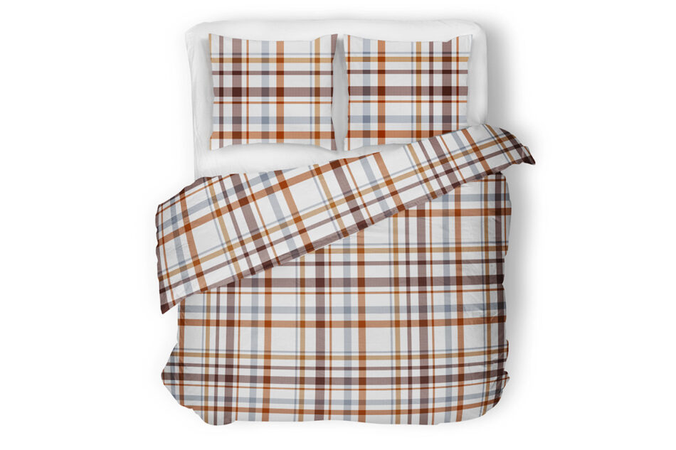 KOBES Komplet pościeli z bawełny biały/pomarańczowy/niebieski - zdjęcie 1