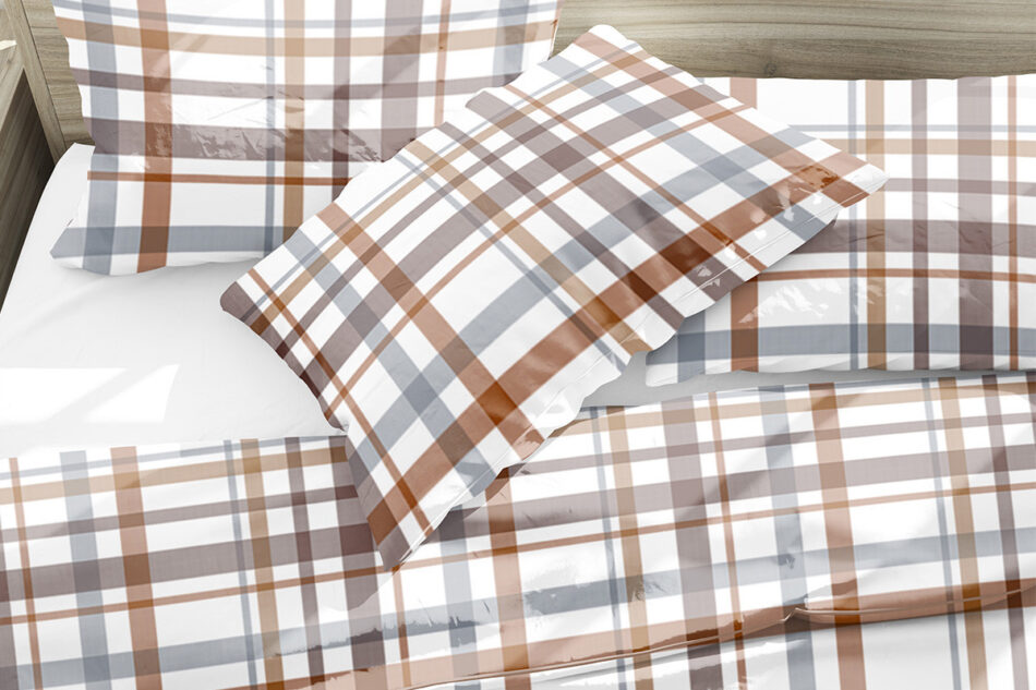 KOBES Komplet pościeli z bawełny biały/pomarańczowy/niebieski - zdjęcie 4