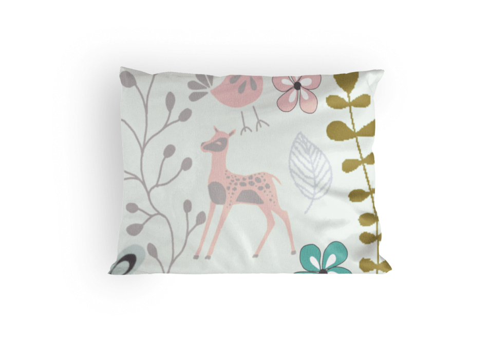 CERVUS Komplet pościeli z bawełny szary/turkusowy/różowy - zdjęcie 1