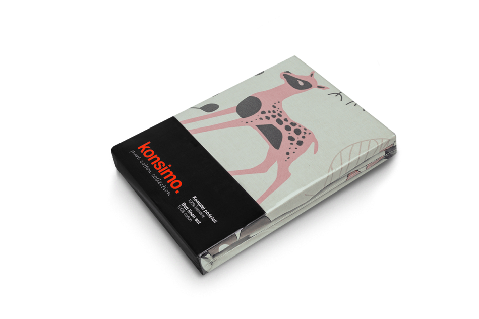 CERVUS Komplet pościeli z bawełny szary/turkusowy/różowy - zdjęcie 2