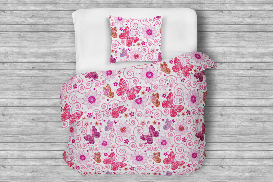 PILIO Komplet pościeli z bawełny biały/różowy/fioletowy - zdjęcie 0