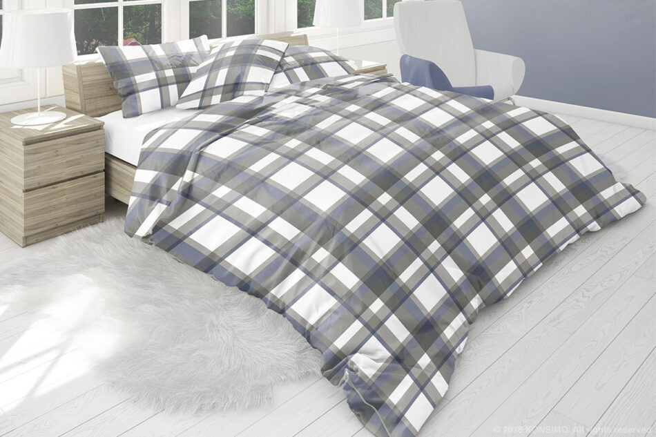 EMYS Komplet pościeli z bawełny niebieski/szary - zdjęcie 0