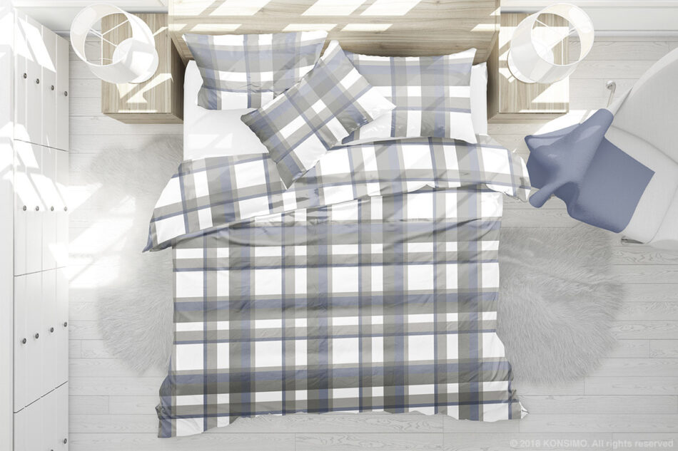 EMYS Komplet pościeli z bawełny niebieski/szary - zdjęcie 3
