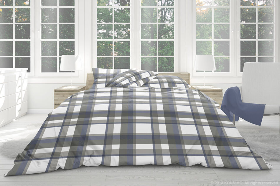 EMYS Komplet pościeli z bawełny niebieski/szary - zdjęcie 2