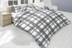 EMYS, https://dev1-mda.konsimo.pl/kolekcja/emys/ Komplet pościeli z bawełny niebieski/szary - zdjęcie