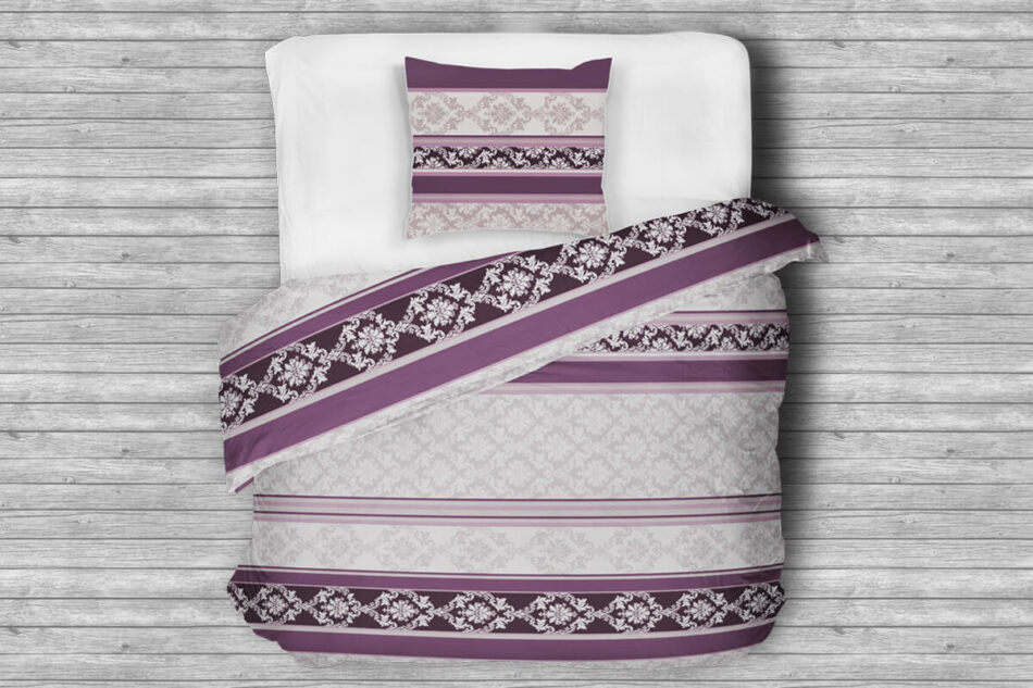 MARECA Komplet pościeli z bawełny satynowej szary/fioletowy - zdjęcie 0