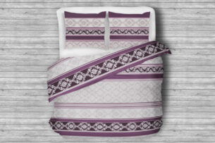 MARECA, https://dev1-mda.konsimo.pl/kolekcja/mareca/ Komplet pościeli z bawełny satynowej szary/fioletowy - zdjęcie