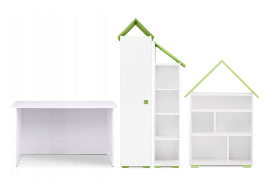 PABIS, ZYGIO Zestaw meble do pokoju dziecka zielone 4 elementy biały/zielony - zdjęcie 0