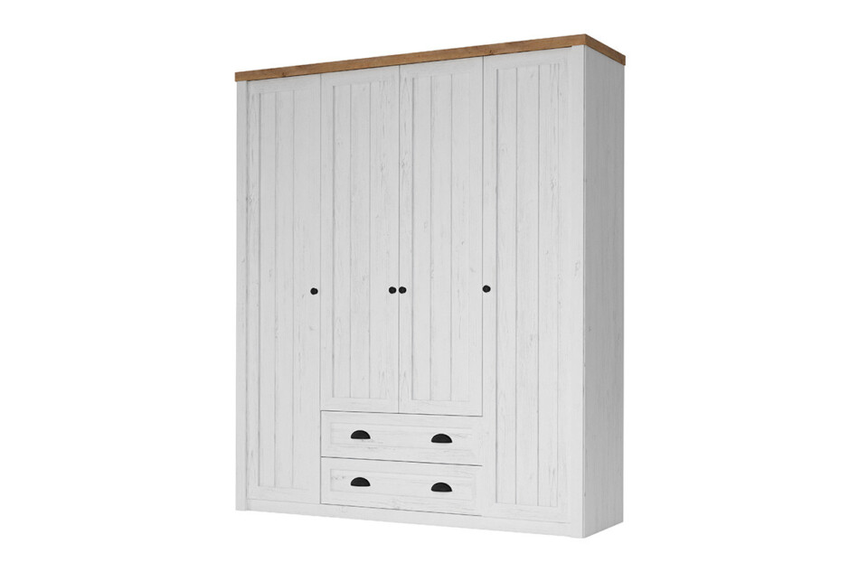 LEMAS Szafa ubraniowa biały/ciemny dąb - zdjęcie