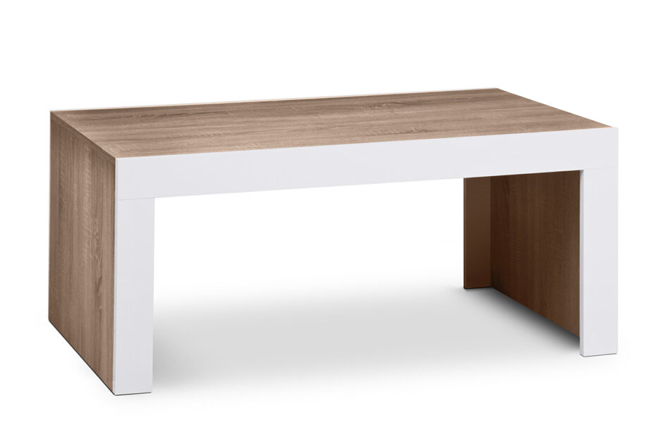 EMPROS Stolik kawowy biały połysk/dąb sonoma - zdjęcie 2