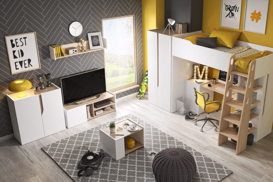 RIMA Stolik kawowy biały/dąb - zdjęcie 1