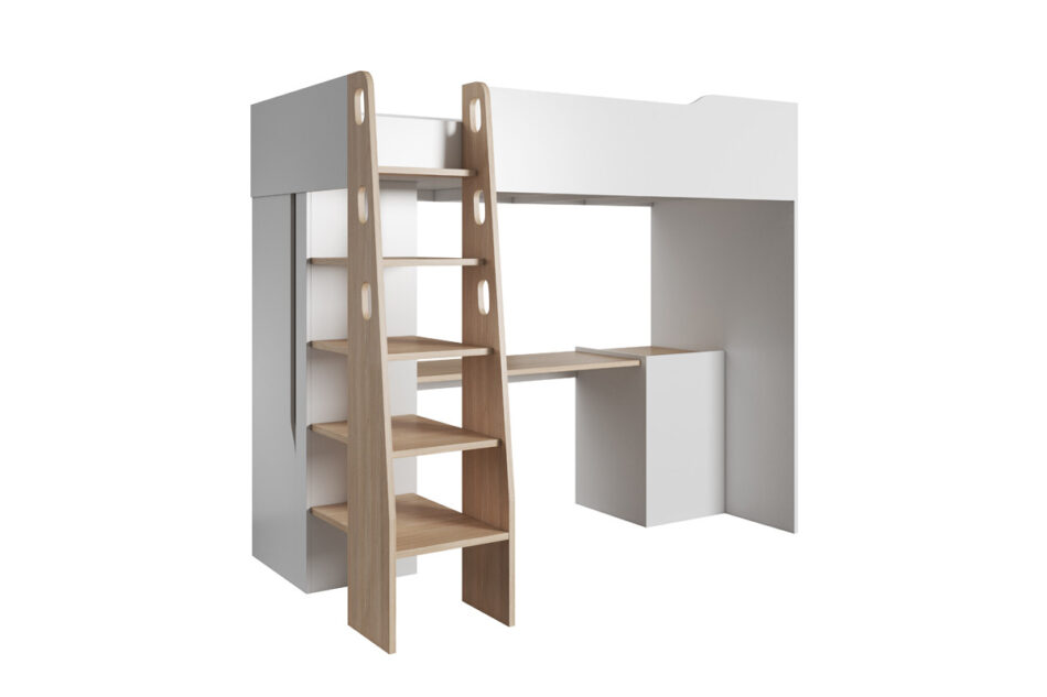 RIMA Łóżko piętrowe biały/dąb - zdjęcie 0