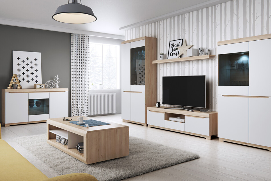 MODIS Stolik kawowy biały/drewno bukowe - zdjęcie 1