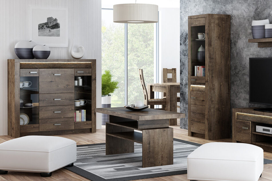 ALGORI Komoda z witryną jesion ciemny - zdjęcie 1