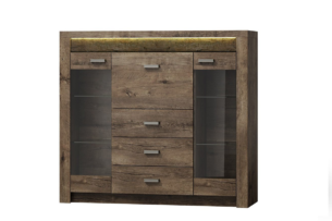 ALGORI, https://dev1-mda.konsimo.pl/kolekcja/algori/ Komoda z witryną jesion ciemny - zdjęcie