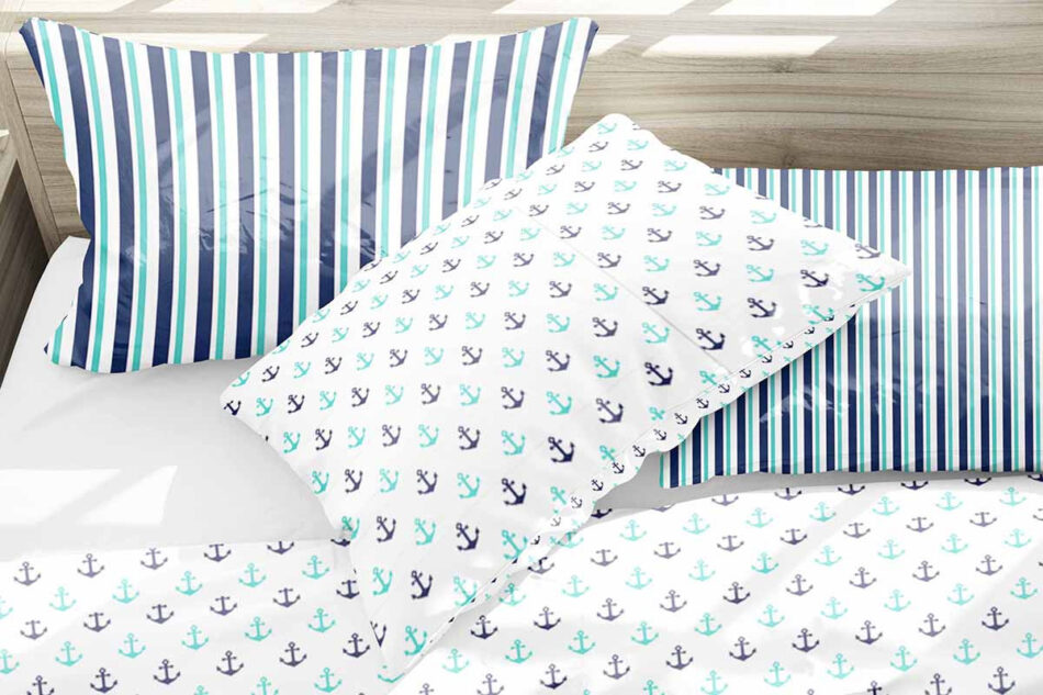 ANCORA Komplet pościeli biały/granatowy/turkusowy - zdjęcie 3