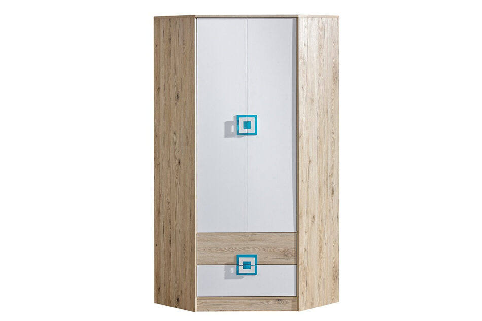 CAMBI Zestaw mebli młodzieżowych, 4 el. biały/jasny dąb/turkusowy - zdjęcie 2