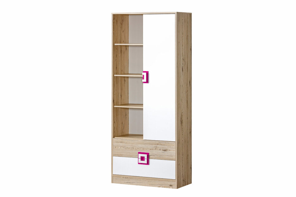 CAMBI Regał biały/jasny dąb/różowy - zdjęcie