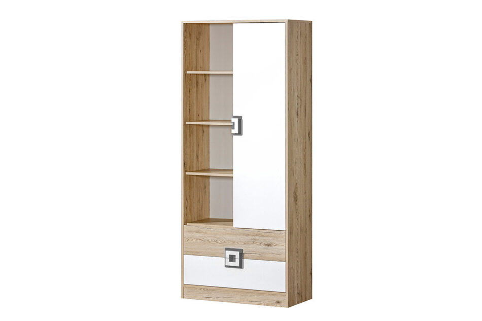 CAMBI Regał biały/jasny dąb/szary - zdjęcie
