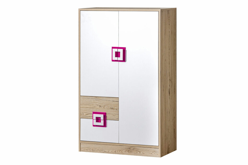 CAMBI Komoda biały/jasny dąb/różowy - zdjęcie