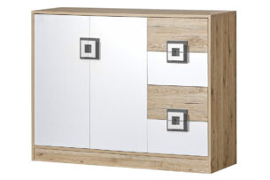 CAMBI, https://dev1-mda.konsimo.pl/kolekcja/cambi/ Komoda biały/jasny dąb/szary - zdjęcie