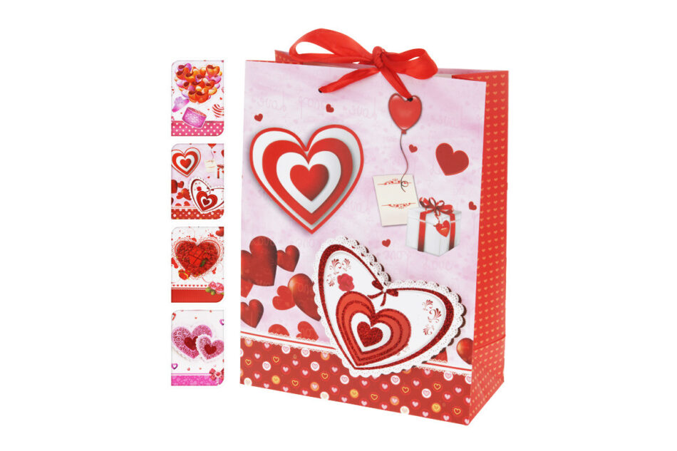 HERTIS Torebka prezentowa biały/czerwony - zdjęcie 1