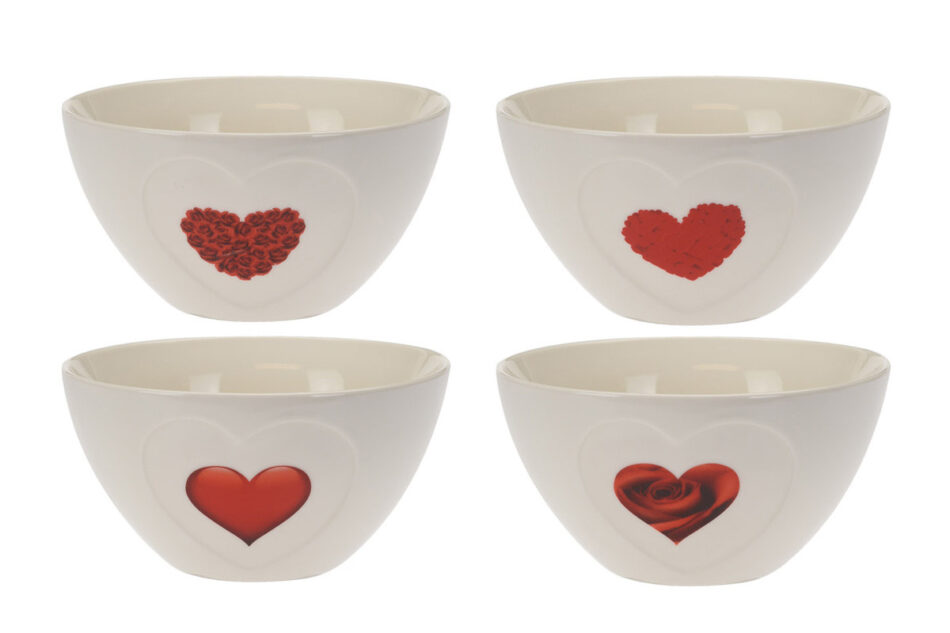 VALENTIO Miska biały/czerwony - zdjęcie 1