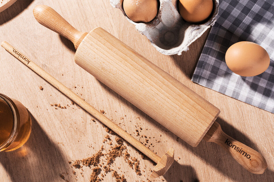 LIBUM Komplet przyborów kuchennych do ciasta brązowy - zdjęcie 1