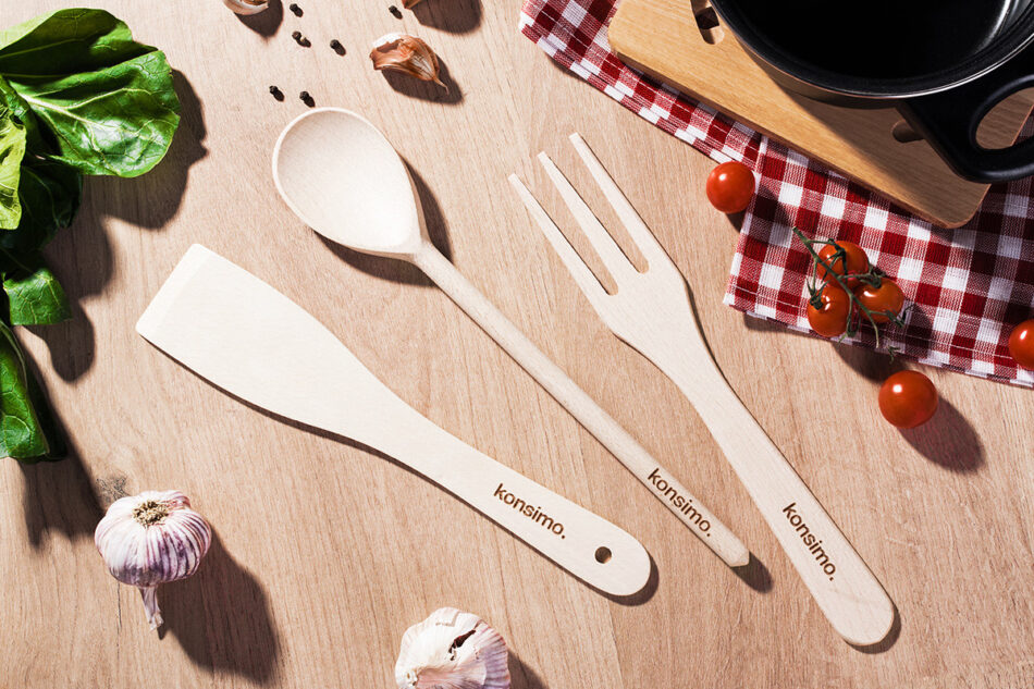 SUMUS Komplet przyborów kuchennych 3 el. brązowy - zdjęcie 1