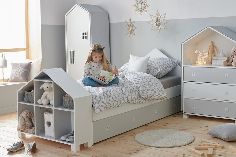 MIRUM Łóżko domek szary biały/szary - zdjęcie 1