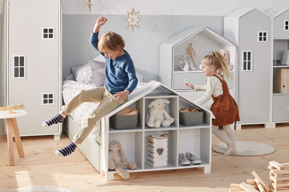 MIRUM Łóżko domek szary biały/szary - zdjęcie 6