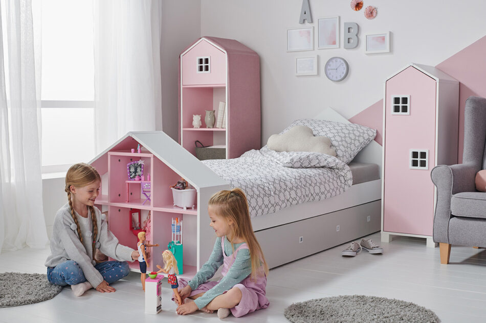 MIRUM Regał domek dla dziewczynki różowy biały/różowy - zdjęcie 1