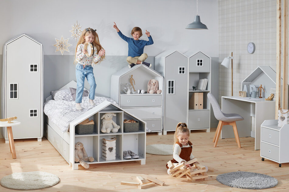 MIRUM szafa domek dla chłopca szara biały/szary - zdjęcie 4