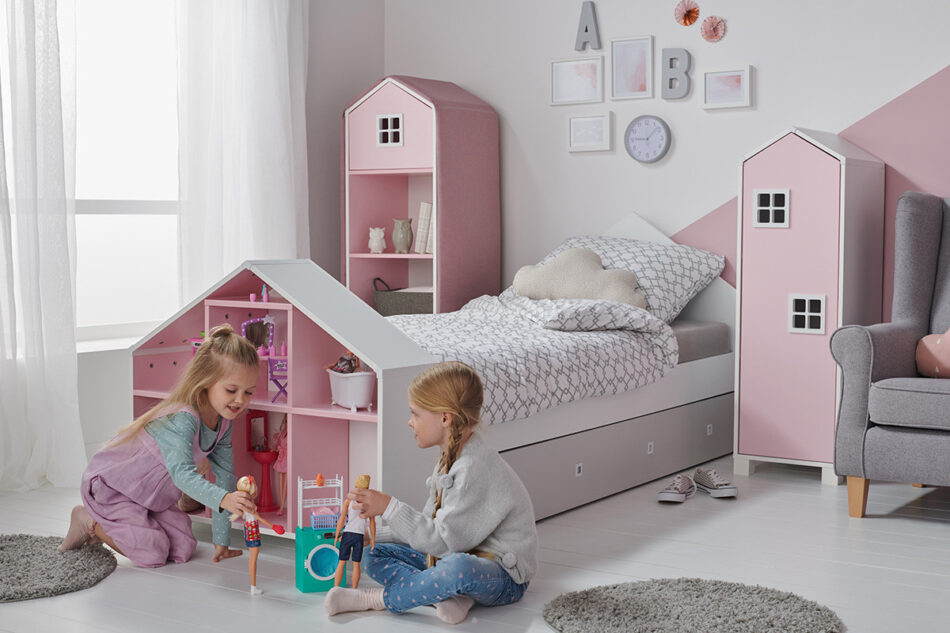 MIRUM Szafa domek dla dziewczynki różowa biały/różowy - zdjęcie 4