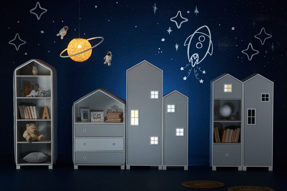 MIRUM Komoda dla chłopca domek szary biały/szary - zdjęcie 1