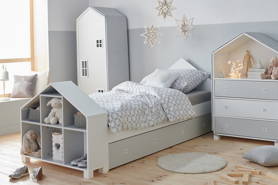 MIRUM Komoda dla chłopca domek szary biały/szary - zdjęcie 5
