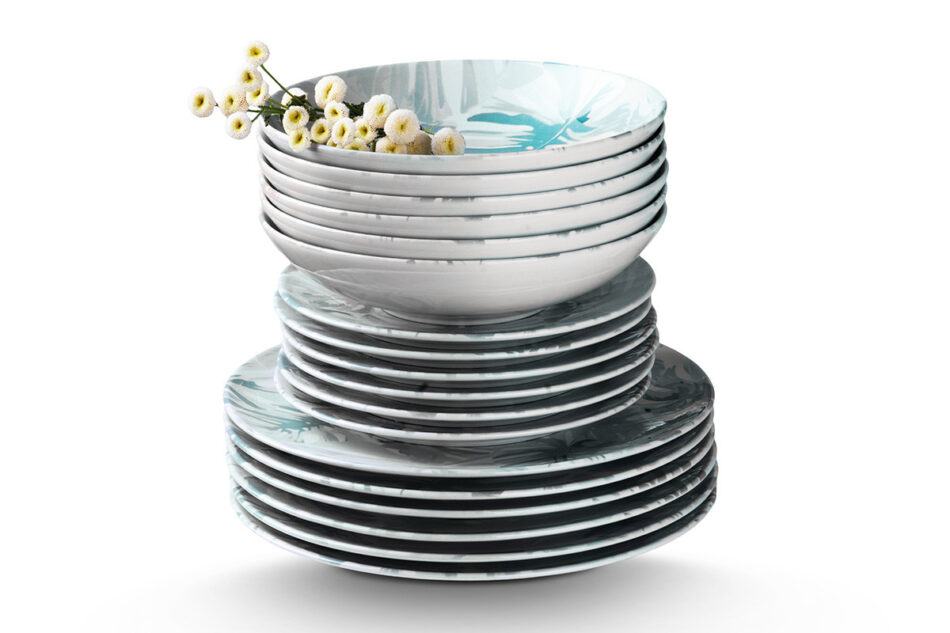 ASTILIA Talerz deserowy zielony/biały - zdjęcie 5