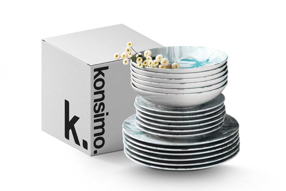 ASTILIA Talerz deserowy zielony/biały - zdjęcie 4