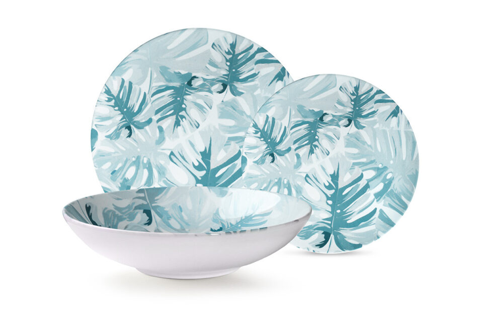 ASTILIA Talerz głęboki zielony/biały - zdjęcie 5